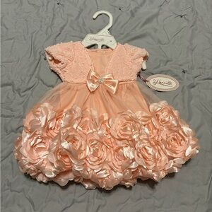 Nannette Peach Lace Baby Dress
